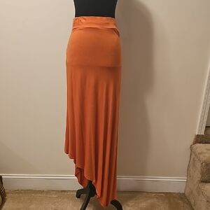Kenneth Cole New York Orange Asymmetrical Maxi Skirt